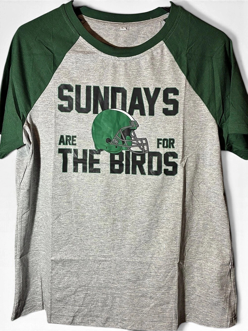 Graphic Eagles Tee in Green & Gray Size Large